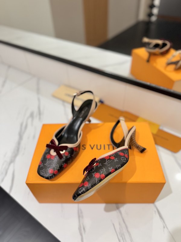 LV 모노그램 데님 하이힐 샌들 여성용 001-252504
