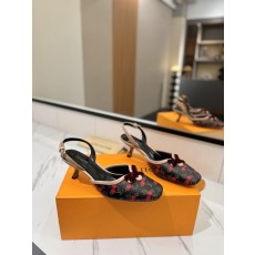 LV 모노그램 데님 하이힐 샌들 여성용 001-252504