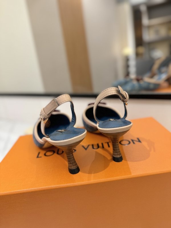 LV 모노그램 데님 하이힐 샌들 001-252505