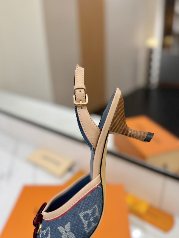 LV 모노그램 데님 하이힐 샌들 001-252505