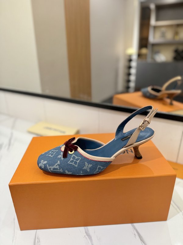 LV 모노그램 데님 하이힐 샌들 001-252505