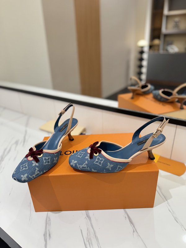 LV 모노그램 데님 하이힐 샌들 001-252505