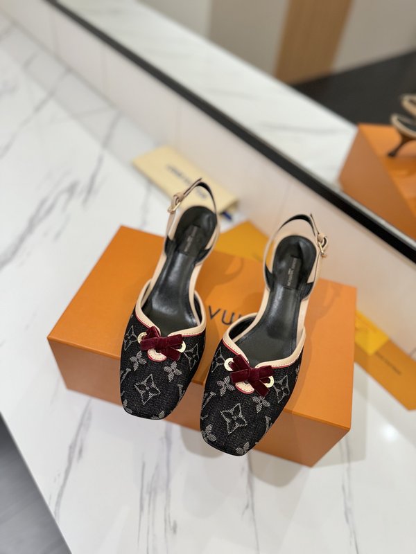 LV 모노그램 데님 하이힐 샌들 여성용 001-252506