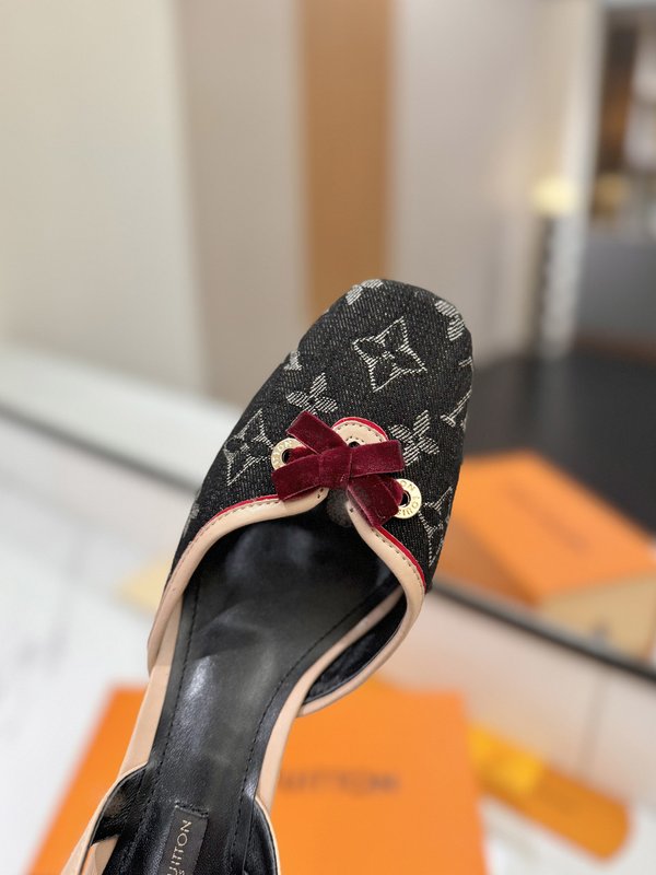 LV 모노그램 데님 하이힐 샌들 여성용 001-252506
