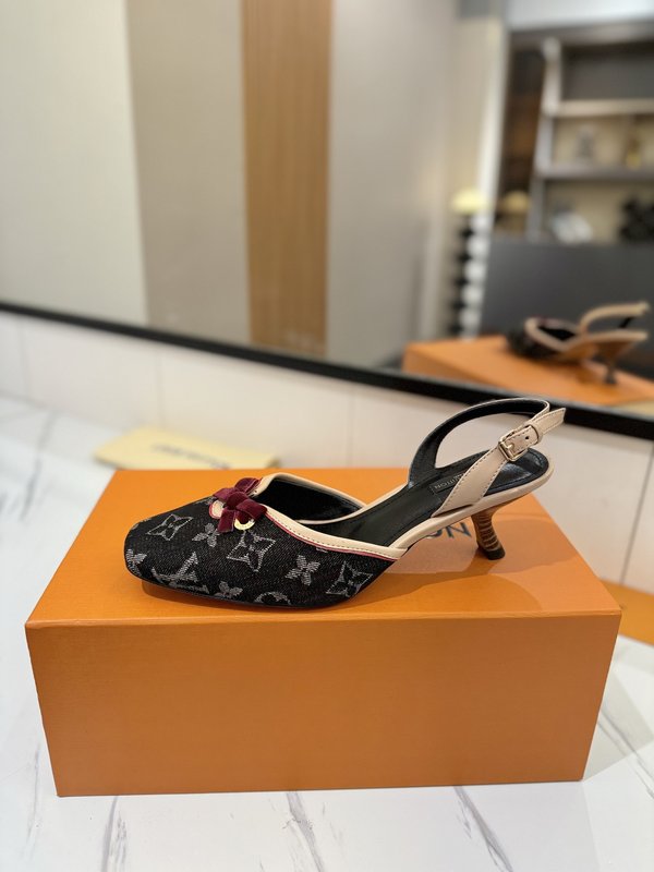 LV 모노그램 데님 하이힐 샌들 여성용 001-252506