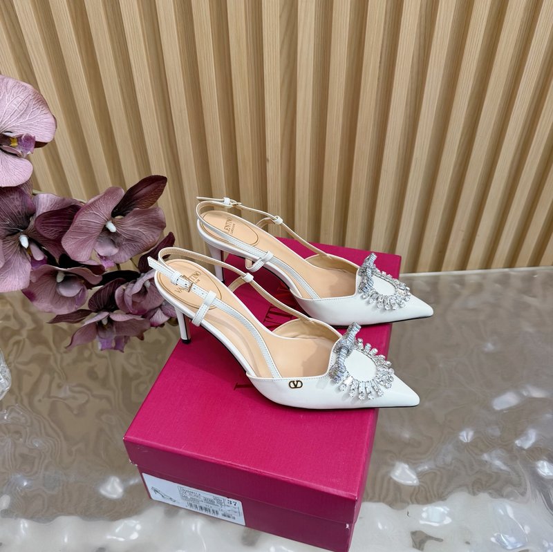발렌티노 은 힐 라인스톤 샌들 하이힐 여성용 001-252570