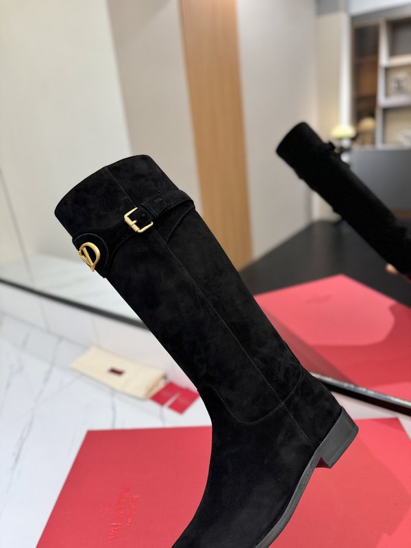 발렌티노 빈티지 버클 라운드 토 니부츠 001-252587