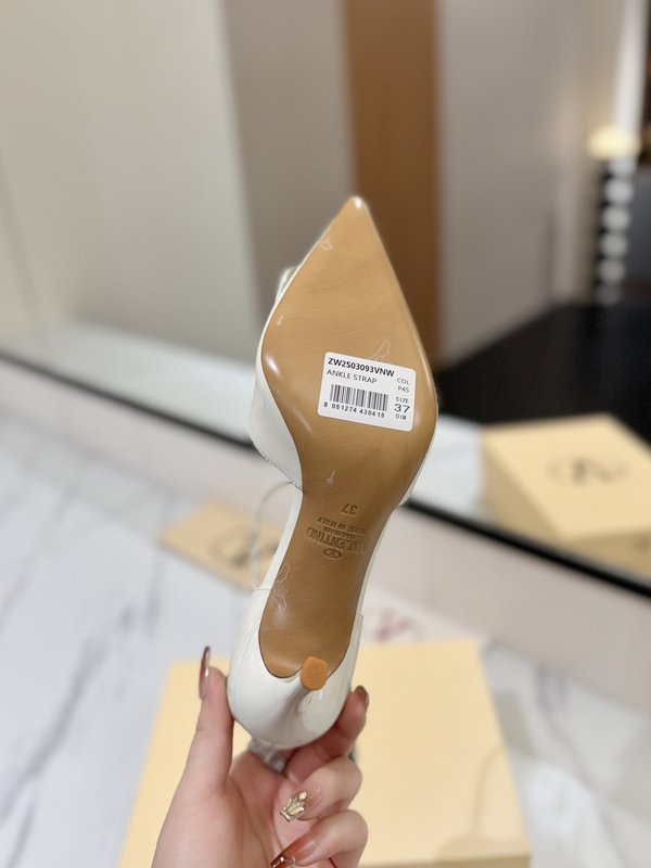 발렌티노 V 로고 에나멜 뾰족한 토 백리스 샌들 001-252599