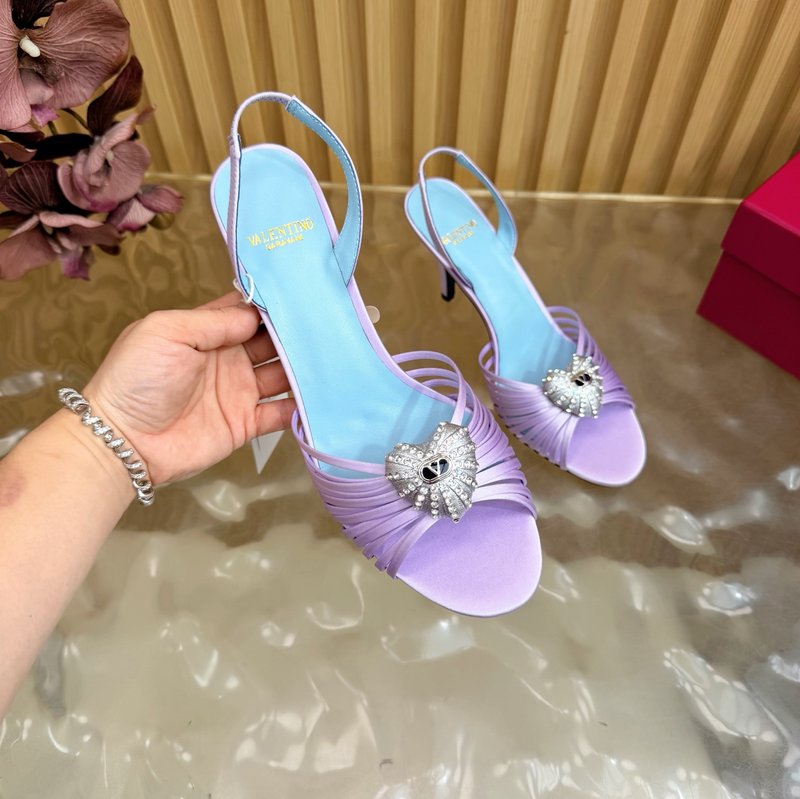 발렌티노 실크 하트 스트랩 하이힐 샌들 001-252690