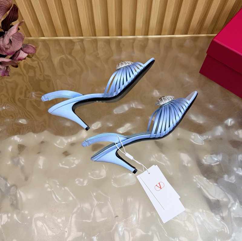 발렌티노 실크 하트 스트랩 하이힐 샌들 001-252693