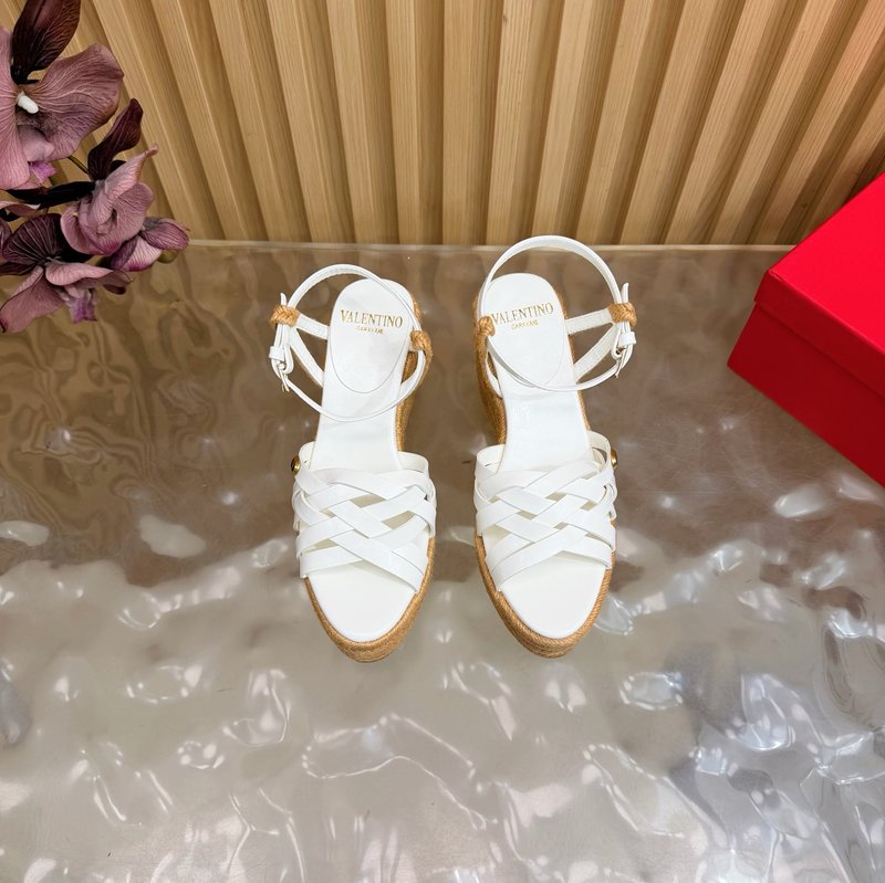 발렌티노 V 버클 로프 위빙 하이힐 샌들 001-252741