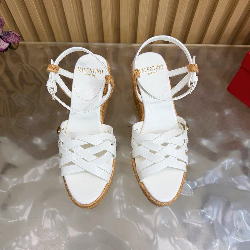 발렌티노 V 버클 로프 위빙 하이힐 샌들 001-252741