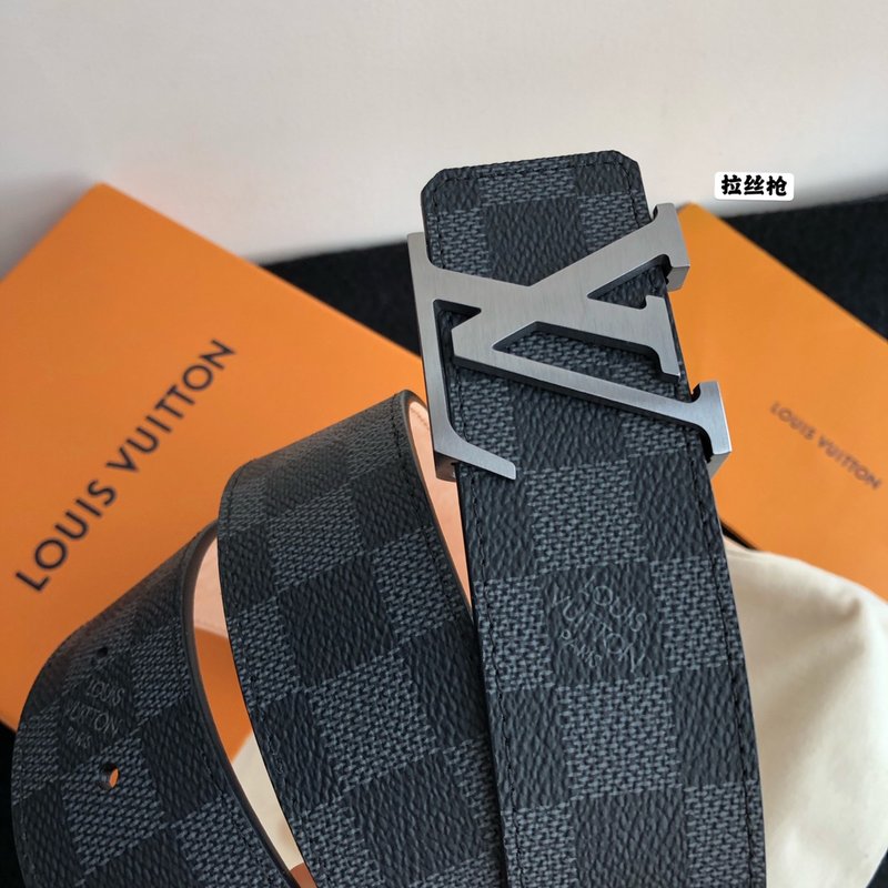 루이비통 클래식 체커보드 모노그램 메탈 버클 벨트 001-253094