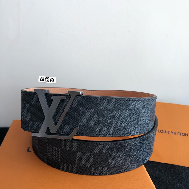 루이비통 클래식 체커보드 모노그램 메탈 버클 벨트 001-253094
