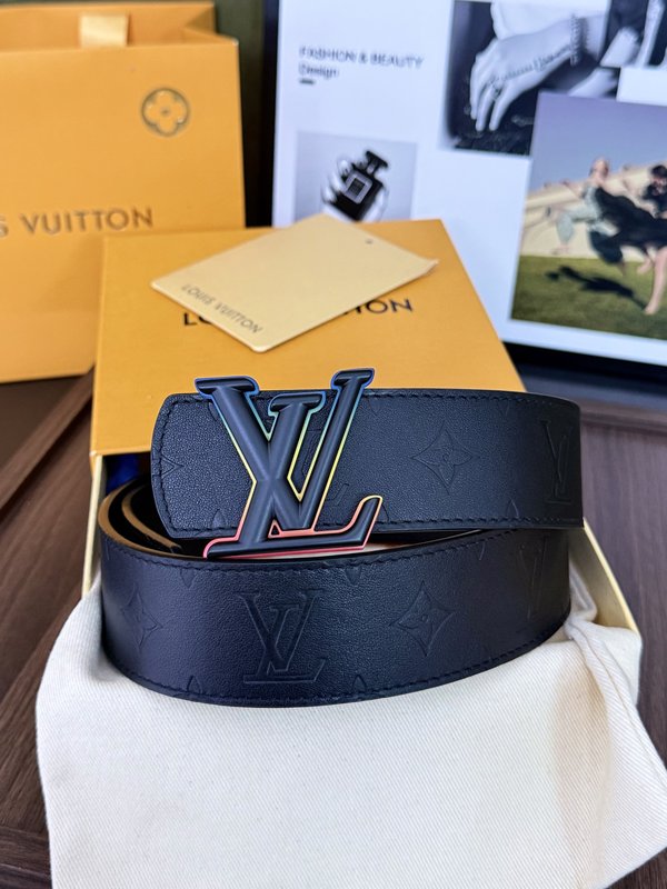 LV 올오버 엠보싱 블랙 그라데이션 버클 벨트 001-253120