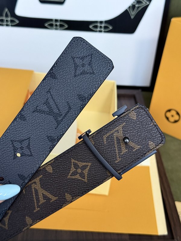 LV 양면 모노그램 캔버스 벨트 블랙 버클 001-253192