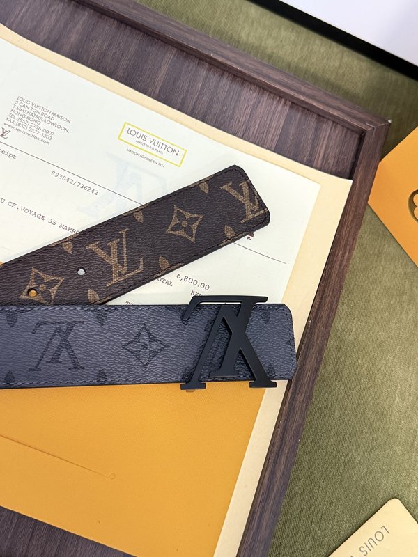 LV 양면 모노그램 캔버스 벨트 블랙 버클 001-253192