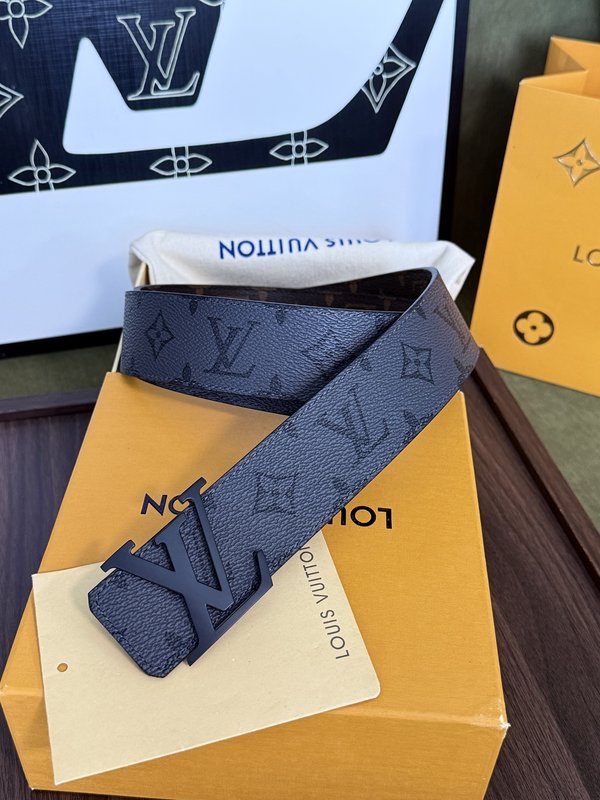 LV 양면 모노그램 캔버스 벨트 블랙 버클 001-253192
