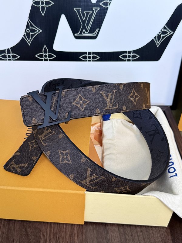 LV 양면 모노그램 캔버스 벨트 블랙 버클 001-253192