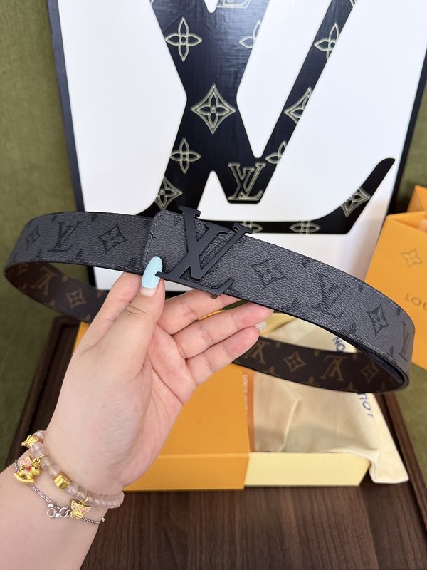 LV 양면 모노그램 캔버스 벨트 블랙 버클 001-253192