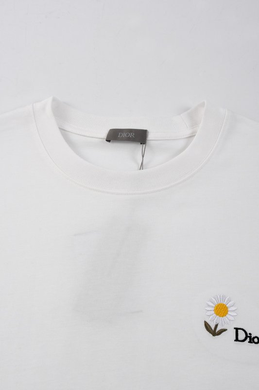 디올 데이지 자수 라운드넥 반팔 티셔츠 001-254029
