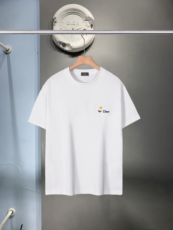 디올 데이지 자수 라운드넥 반팔 티셔츠 001-254029