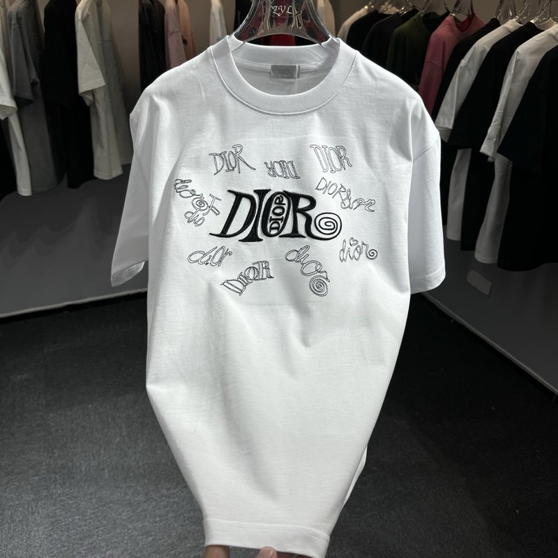 디올 라운드넥 반팔 면 티셔츠 001-254093