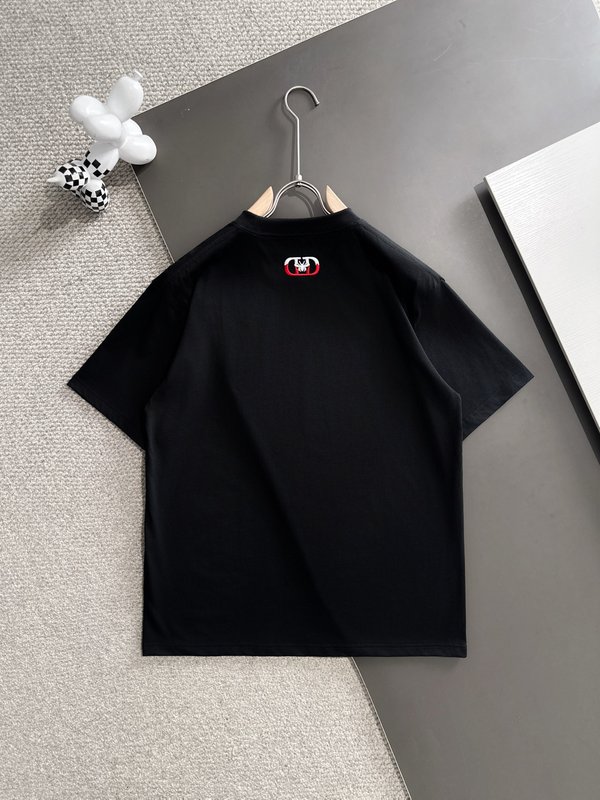 디올 남성 자수 면 반팔 티셔츠 001-254129