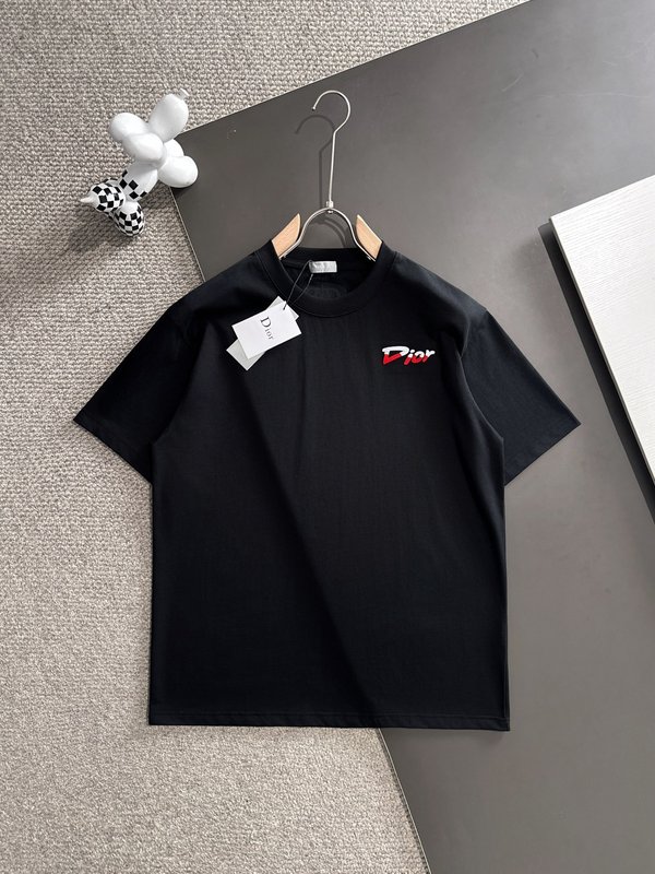 디올 남성 자수 면 반팔 티셔츠 001-254129