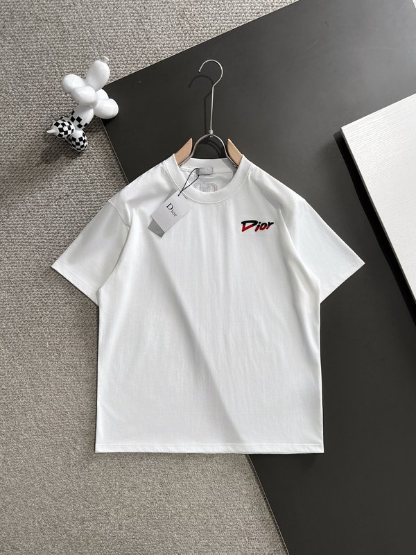 디올 남성 자수 면 반팔 티셔츠 001-254130