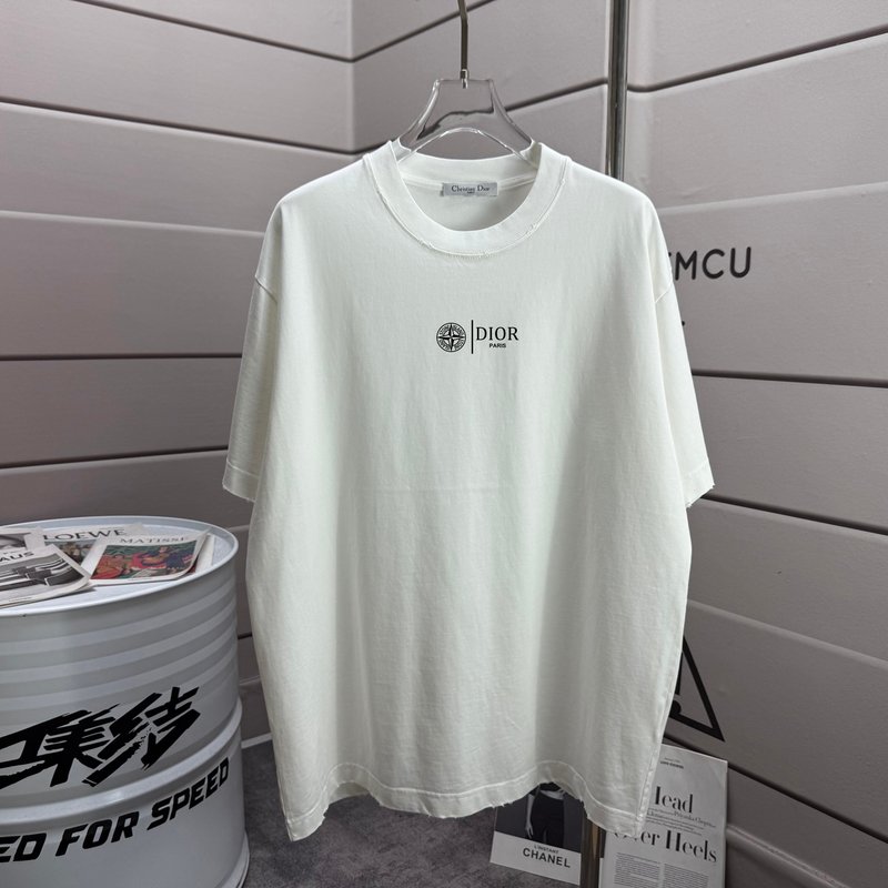 디올 워싱 데미지 라운드넥 반팔 티셔츠 001-254134