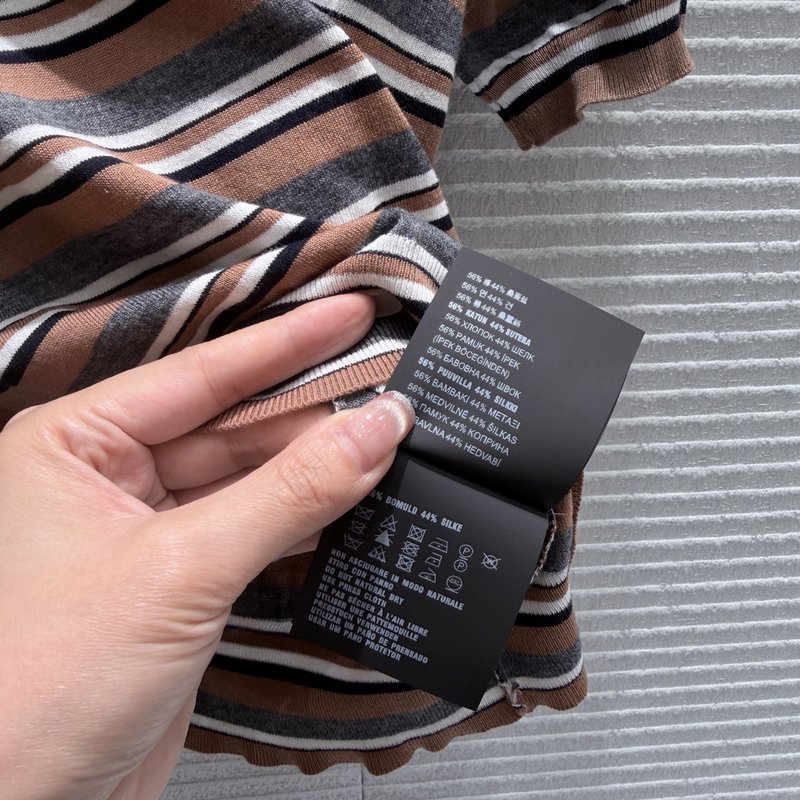 프라다 스트라이프 니트 반팔 티셔츠 001-255564