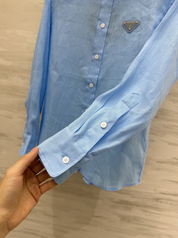 프라다 린넨 루즈핏 컬러 셔츠 001-255568