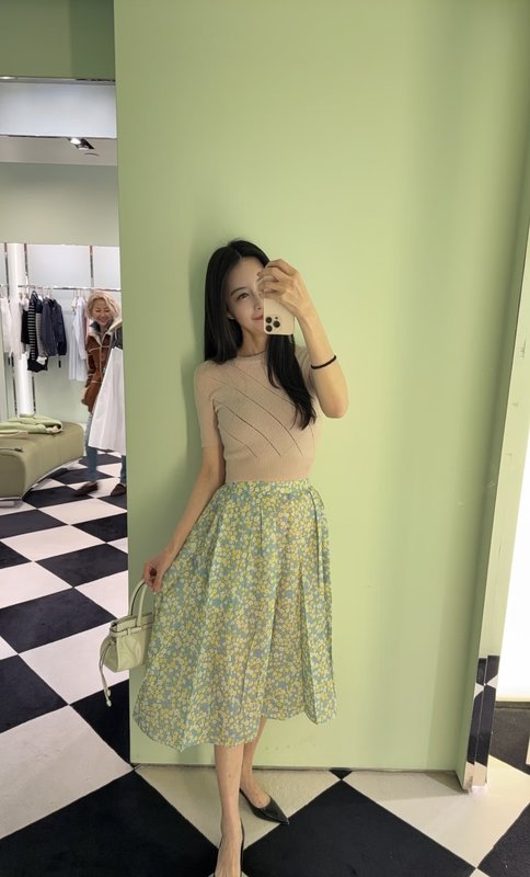 프라다 플라워 프린트 스커트 001-255589