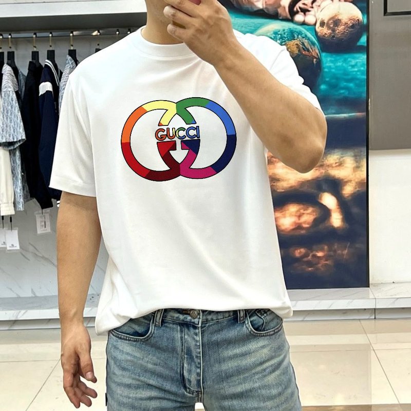 구찌 남성용 여름 라운드넥 반팔 티셔츠 001-255736