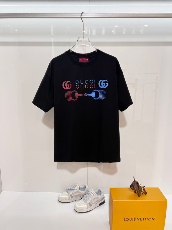 구찌 플릿 컬러 더블 G 프린트 라운드넥 반팔 티셔츠 001-255777