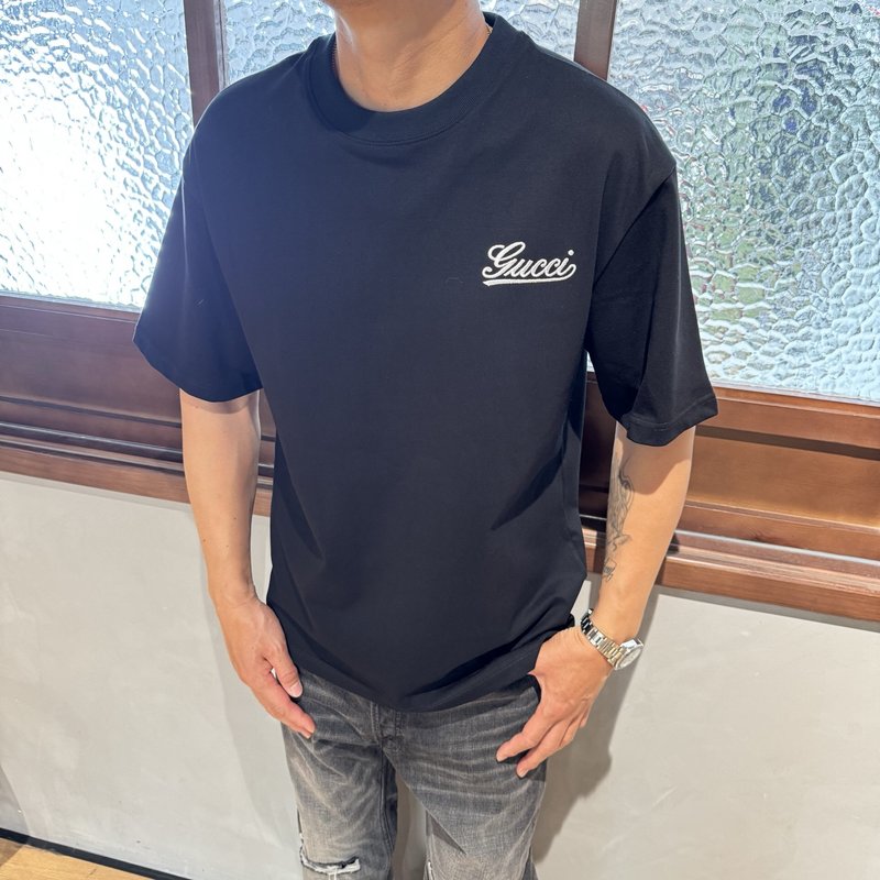구찌 남성용 여름 면 반팔 티셔츠 001-255812