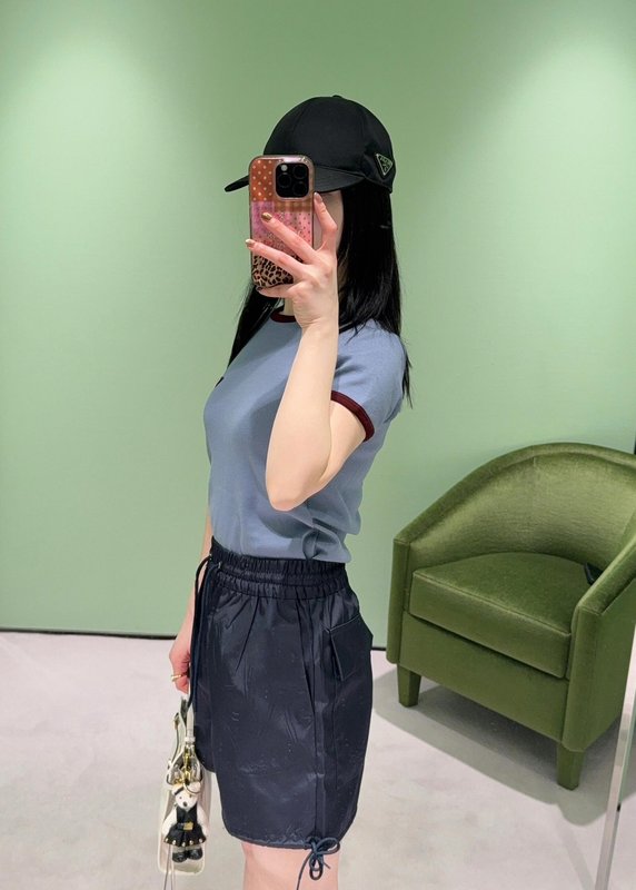 컬러 블록 로고 면 라운드넥 반팔 티셔츠 001-256036