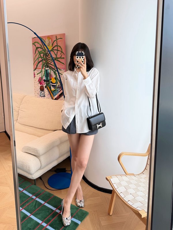 프라다 면린넨 화이트 셔츠 001-256075