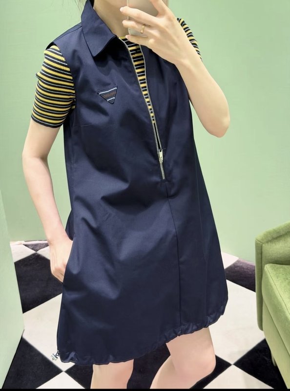 네이비 민소매 폴로 원피스 001-256076