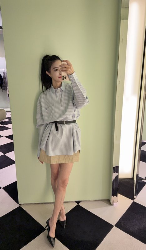 블루 화이트 스트라이프 하프 지퍼 셔츠 001-256078