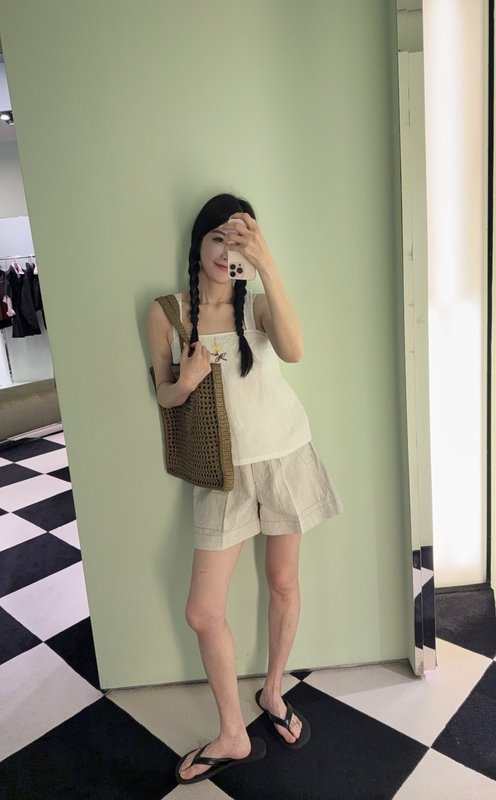 프라다 린넨 자수 플라워 크탑 001-256081