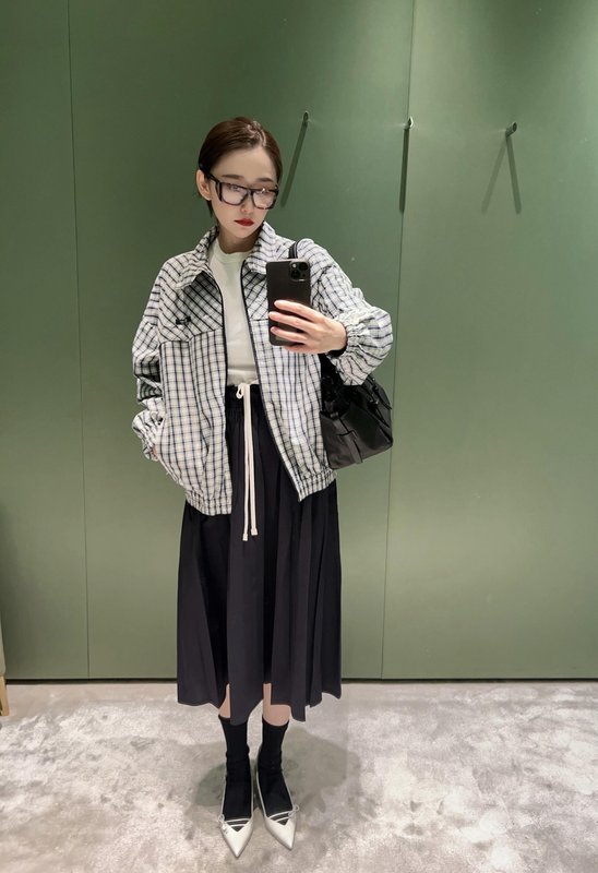 레트로 체크 패턴 캐주얼 자켓 001-256109
