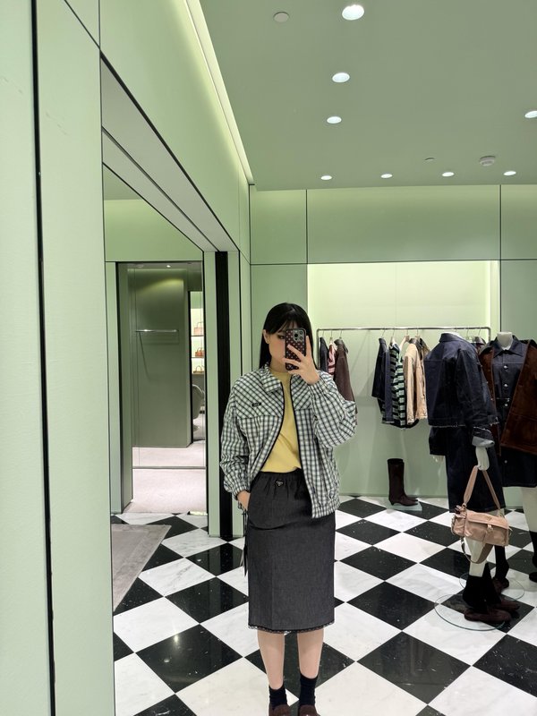 레트로 체크 패턴 캐주얼 자켓 001-256109