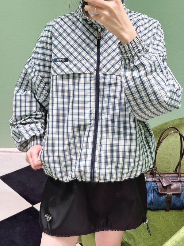 레트로 체크 패턴 캐주얼 자켓 001-256109