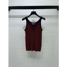 프라다 레드 블랙 스트라이프 니트 조끼 001-256125