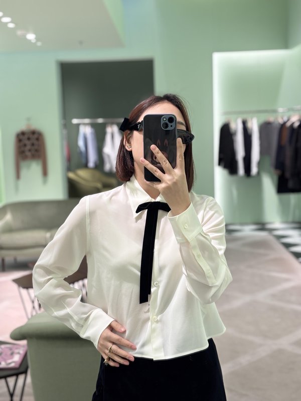 화이트 넥타이 실크 숏 셔츠 001-256132