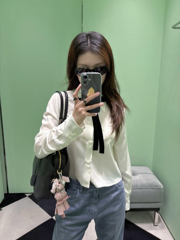화이트 넥타이 실크 숏 셔츠 001-256132
