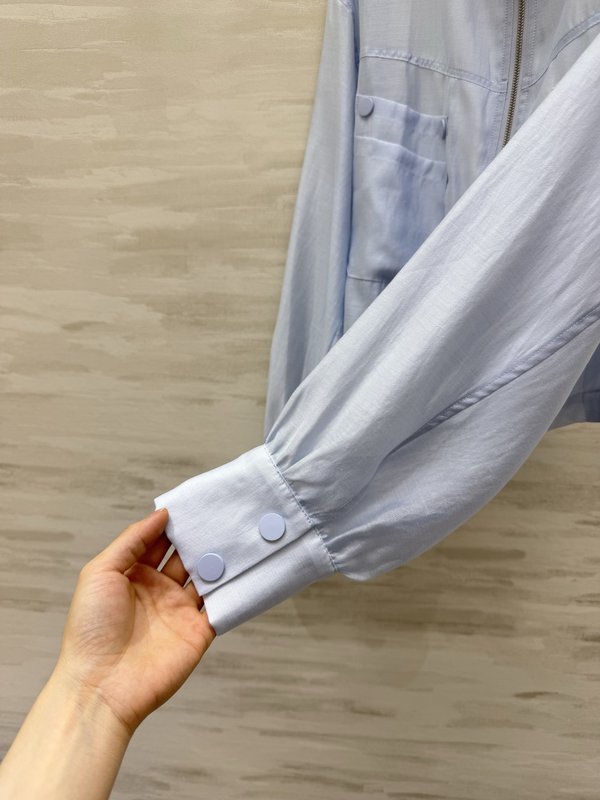 프라다 텐셀 리넨 선블록 스탠드 칼라 숏 자켓 001-256136