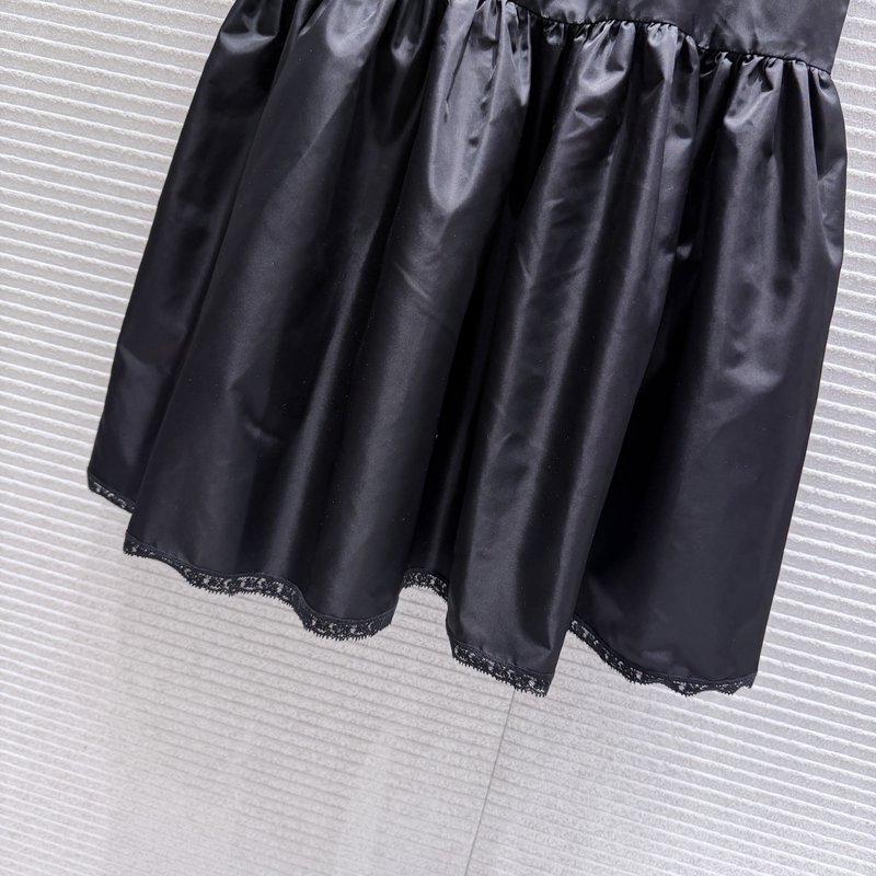 프라다 블랙 나일론 레이스 민소매 원피스 001-256157